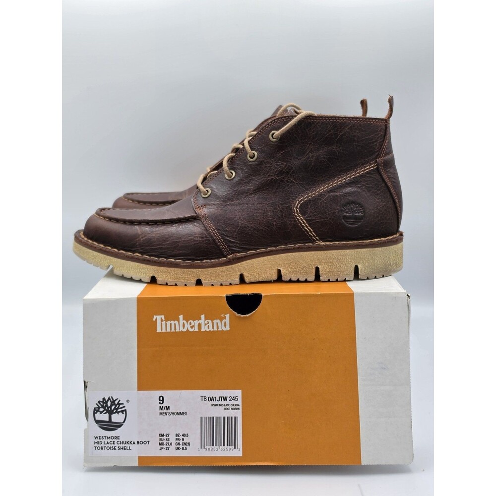 Timberland Mens Westmore Moc-Toe Chukka Leather Boots Brown Tortoise Shell Sz 9